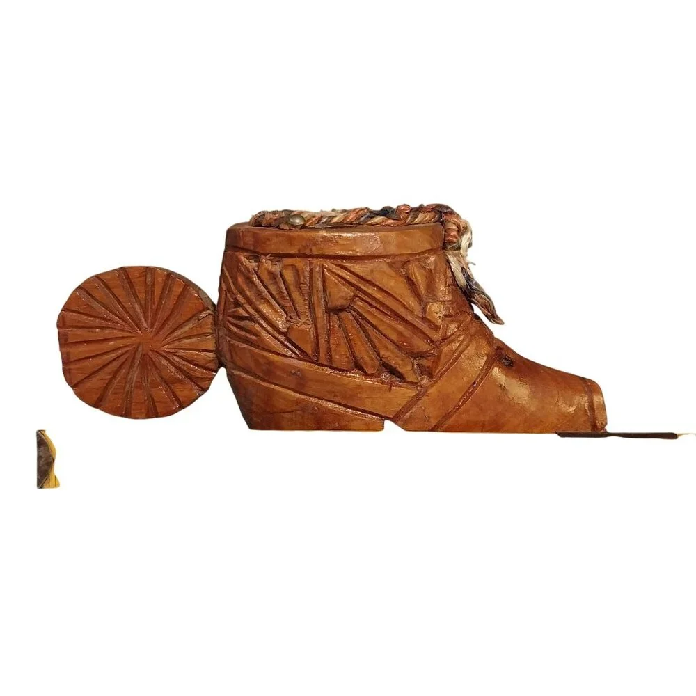 Wood Boot Bottle Opener With Spur Handle Hand Carved Vintage